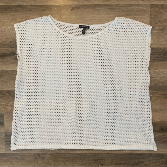 Eileen Fisher Tops - SOLD Eileen Fisher White Mesh Sleeveless Top